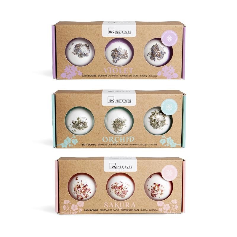Set bile pentru baie IDC Institute Zen Bath Bombs Trio Dried Flowers